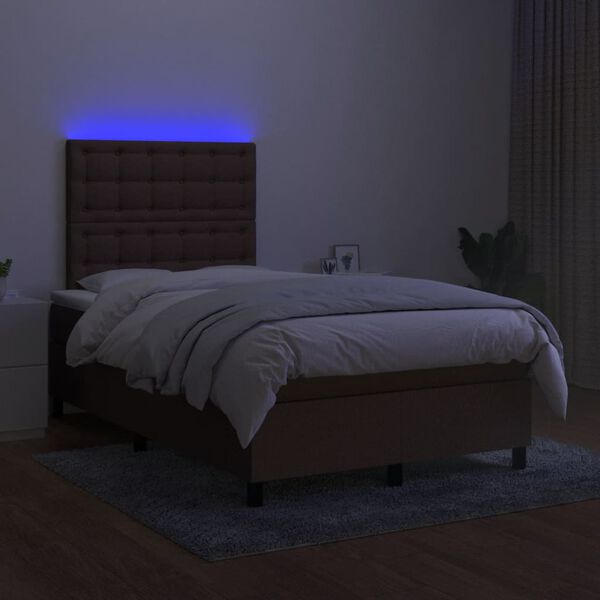 vidaXL barna sz&ouml;vet rug&oacute;s &eacute;s LED-es &aacute;gy matraccal 120x190 cm