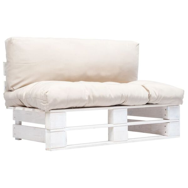 vidaXL fenyőfa kerti raklapkanap&eacute; homoksz&iacute;nű p&aacute;rn&aacute;kkal