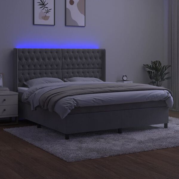 vidaXL vil&aacute;gossz&uuml;rke b&aacute;rsony rug&oacute;s &eacute;s LED-es &aacute;gy matraccal 180x200 cm