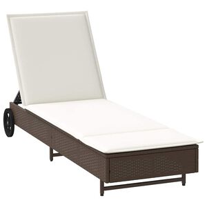 vidaXL barna polyrattan napoz&oacute;&aacute;gy p&aacute;rn&aacute;val &eacute;s kerekekkel