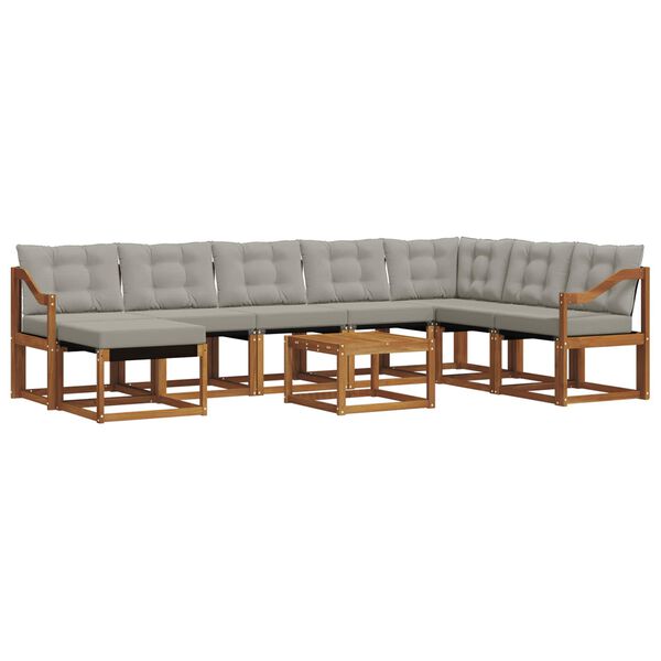 vidaXL K&uuml;lt&eacute;ri kanap&eacute; szett 9 pcs Term&eacute;szetes &eacute;s Vil&aacute;gossz&uuml;rke