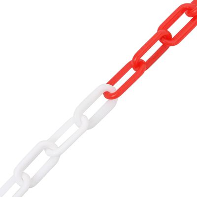 vidaXL piros és fehér műanyag figyelmeztető lánc 100 m Ø4 mm