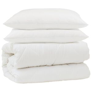 vidaXL Takar&oacute; szett p&aacute;rn&aacute;val 3 pcs Feh&eacute;r Mikrosz&aacute;las &eacute;s Pehelytoll