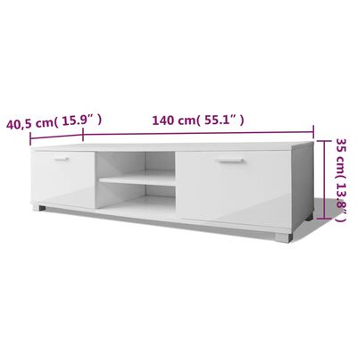 vidaXL magasfényű fehér TV-szekrény 140 x 40,5 x 35 cm