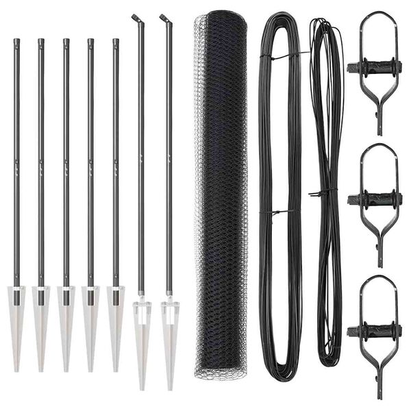 vidaXL Ker&iacute;t&eacute;soszlop Sz&uuml;rke 10 x 1,2 m (25 mm h&aacute;l&oacute;) Ac&eacute;l &eacute;s PVC