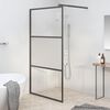 vidaXL fekete selyemmatt ESG &uuml;veg zuhanyfal 115x195 cm