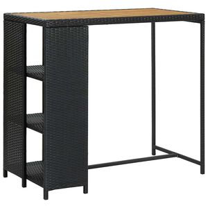 vidaXL fekete polyrattan b&aacute;rasztal t&aacute;rol&oacute;polccal 120 x 60 x 110 cm