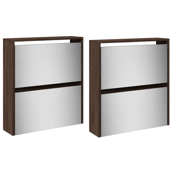 vidaXL 4 szintes barna t&ouml;lgysz&iacute;nű cipőszekr&eacute;ny t&uuml;k&ouml;rrel 63x17x134 cm