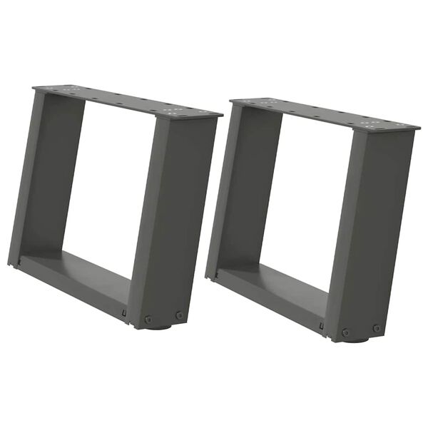 vidaXL 2 db antracitsz&uuml;rke U-alak&uacute; ac&eacute;l doh&aacute;nyz&oacute;asztal l&aacute;b 40x(30-31) cm