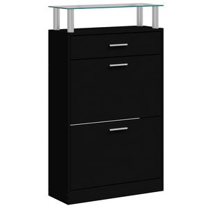 vidaXL fekete szerelt fa cipőszekr&eacute;ny 63 x 24 x 104 cm