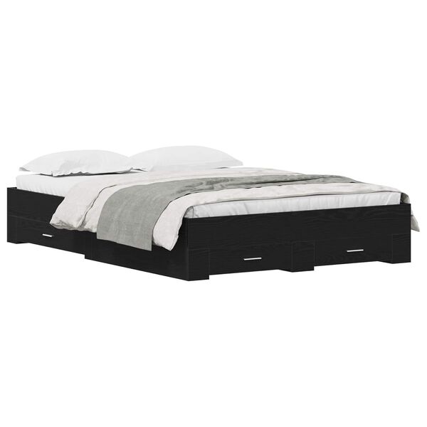 vidaXL &Aacute;gykeret fi&oacute;kkal t&aacute;rol&oacute;val Fekete t&ouml;lgy 140 x 200 cm Faanyag