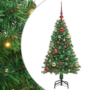 vidaXL Mű kar&aacute;csonyfa 150 LED-del Z&ouml;ld 120 cm PVC &eacute;s Ac&eacute;l &eacute;s Műanyag