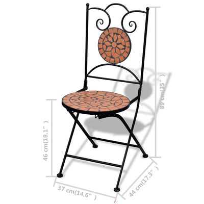 vidaXL 2 db terrakotta színű összecsukható kerámia kerti szék