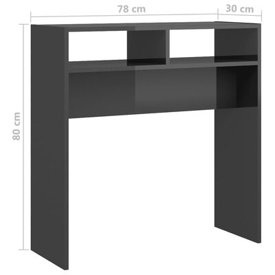 vidaXL magasfényű szürke forgácslap tálalóasztal 78 x 30 x 80 cm