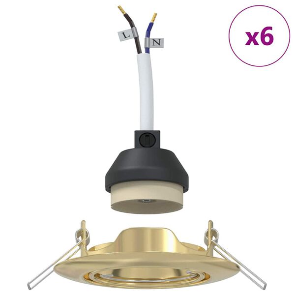 vidaXL Spotl&aacute;mpa 6 pcs Arany 9 x 9 x 2.5 cm F&eacute;m