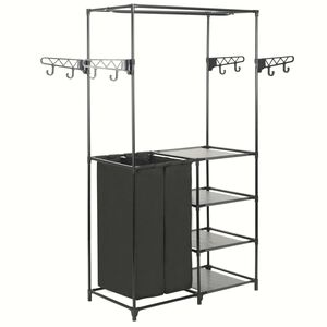 vidaXL fekete ac&eacute;l/nemszőtt text&iacute;lia ruha&aacute;llv&aacute;ny 87 x 44 x 158 cm