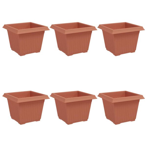 vidaXL N&eacute;gyzet Vir&aacute;gcser&eacute;p 6 pcs T&eacute;gla V&ouml;r&ouml;s 23 x 23 x 17,5 cm Műanyag