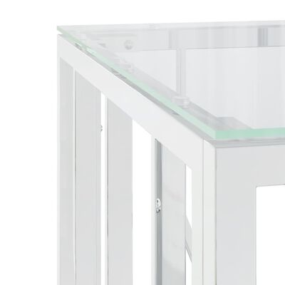 vidaXL ezüstszínű üveg és rozsdamentes acél dohányzóasztal 50x50x50 cm
