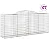 vidaXL 7 db &iacute;ves horganyzott vas gabion kos&aacute;r 300x50x120/140 cm