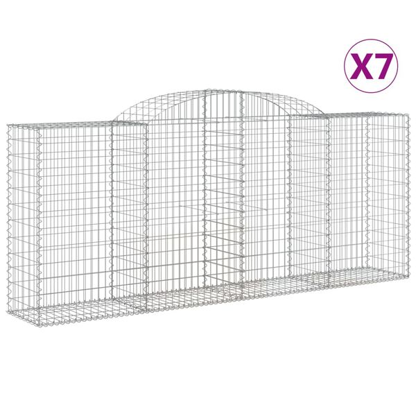 vidaXL 7 db &iacute;ves horganyzott vas gabion kos&aacute;r 300x50x120/140 cm