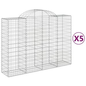 vidaXL 5 db &iacute;ves horganyzott vas gabion kos&aacute;r 200x50x140/160 cm