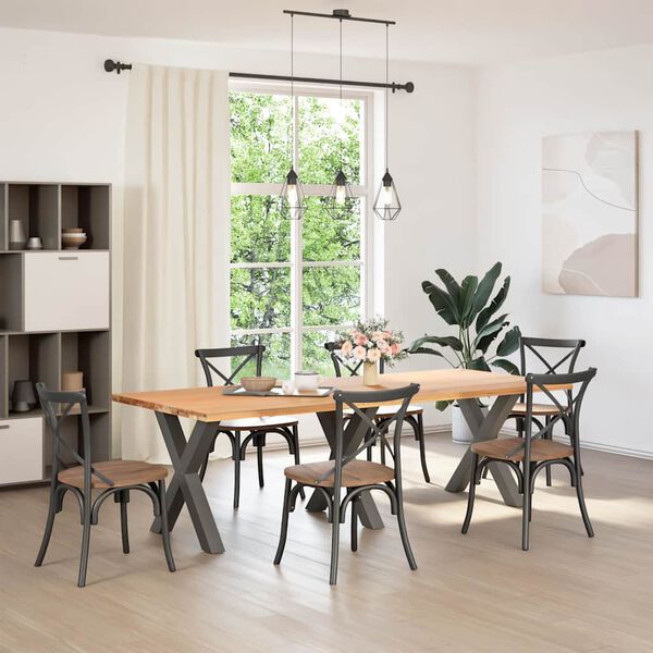 vidaXL 3 db antracitsz&uuml;rke X alak&uacute; ac&eacute;l &eacute;tkezőasztal l&aacute;b 80x(72-73) cm