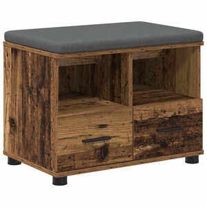 vidaXL Előt&eacute;r pad &Ouml;reg fa 60 x 38 x 46 cm Fűr&eacute;szpor &eacute;s K&aacute;rpit Anyag