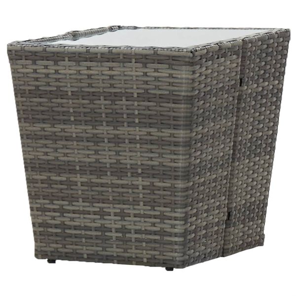 vidaXL szürke polyrattan és edzett üveg teázóasztal 41,5x41,5x43 cm