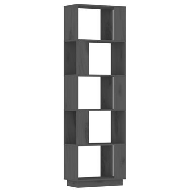 vidaXL szürke tömör fenyőfa könyvszekrény/térelválasztó 51x25x163,5 cm