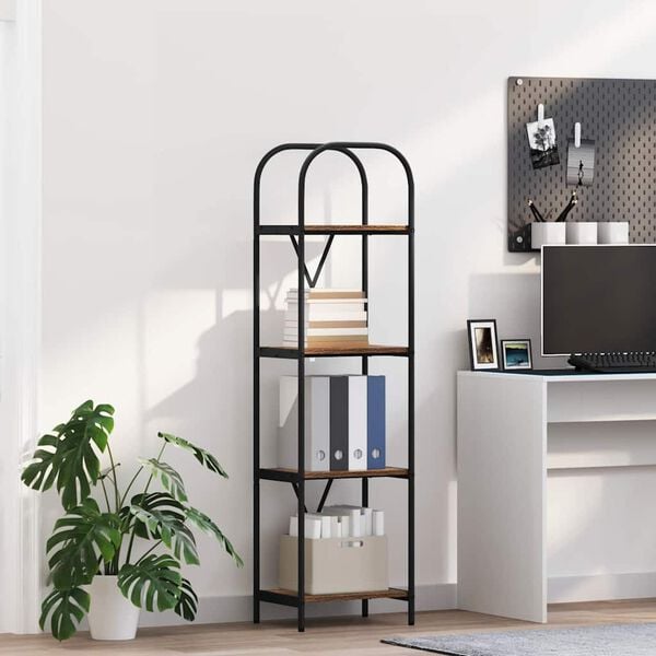 vidaXL K&ouml;nyvespolc F&uuml;st&ouml;lt t&ouml;lgy 40 x 30 x 146 cm Faanyag