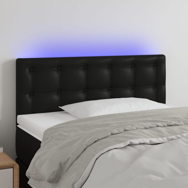 vidaXL fekete műbőr LED-es fejt&aacute;mla 80 x 5 x 78/88 cm