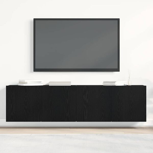 vidaXL 2 db fekete t&ouml;lgyfa TV-szekr&eacute;ny 160 x 30 x 41 cm