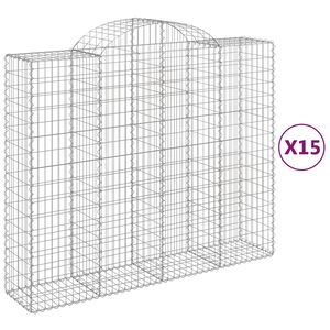vidaXL 15 db &iacute;ves horganyzott vas gabion kos&aacute;r 200x50x160/180 cm