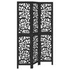 vidaXL 3 paneles fekete tömör császárfa térelválasztó