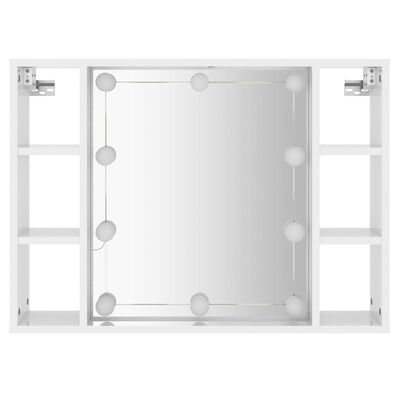 vidaXL magasfényű fehér tükrös szekrény LED-ekkel 76 x 15 x 55 cm