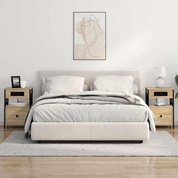 vidaXL &Eacute;jjeliszekr&eacute;ny 2 pcs Sonoma t&ouml;lgy 40 x 31 x 60 cm Faanyag