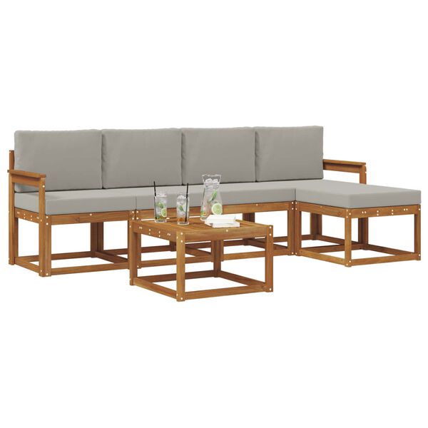 vidaXL K&uuml;lt&eacute;ri kanap&eacute; szett 6 pcs Term&eacute;szetes &eacute;s Vil&aacute;gossz&uuml;rke