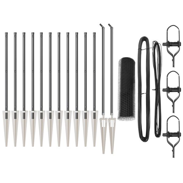 vidaXL Ker&iacute;t&eacute;soszlop Sz&uuml;rke 25 x 0,4 m (13 mm h&aacute;l&oacute;) Ac&eacute;l &eacute;s PVC