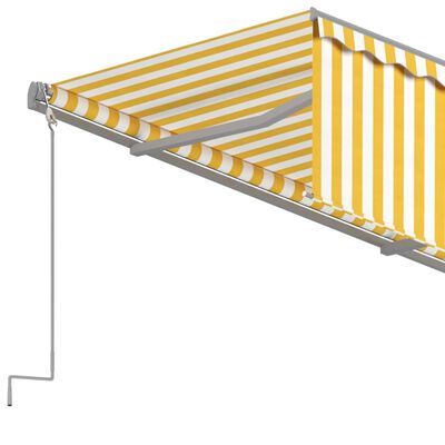 vidaXL sárga-fehér automata kihúzható napellenző redőnnyel 4,5 x 3 m