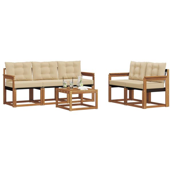 vidaXL K&uuml;lt&eacute;ri kanap&eacute; szett p&aacute;rn&aacute;val 6 pcs Term&eacute;szetes &eacute;s b&eacute;zs