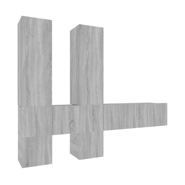 vidaXL 7 r&eacute;szes sz&uuml;rke sonoma sz&iacute;nű szerelt fa TV-szekr&eacute;nyszett