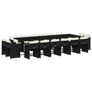 vidaXL 17 r&eacute;szes fekete polyrattan kerti &eacute;tkezőgarnit&uacute;ra p&aacute;rn&aacute;kkal
