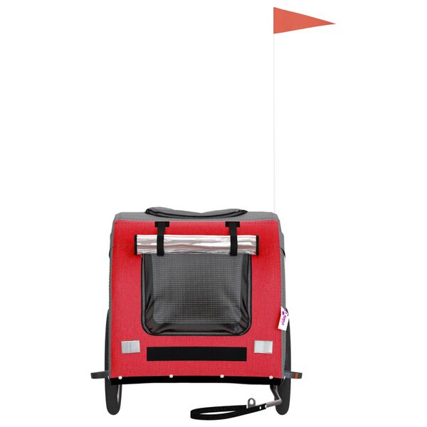 vidaXL piros-szürke oxford szövet és vas kisállatszállító utánfutó