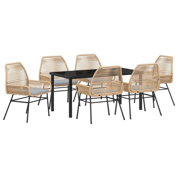 vidaXL Kert &eacute;tkező szett p&aacute;rn&aacute;val 7 pcs Barna polirattan