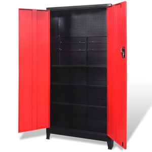 vidaXL fekete &eacute;s piros 2 ajt&oacute;s ac&eacute;l szersz&aacute;mos szekr&eacute;ny 90x40x180 cm