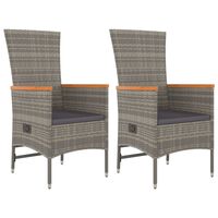 vidaXL 2 db szürke polyrattan dönthető kerti szék párnákkal