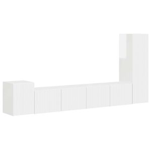 vidaXL TV szekr&eacute;ny garnit&uacute;ra 3 pcs Magas F&eacute;nyű Feh&eacute;r Faanyag