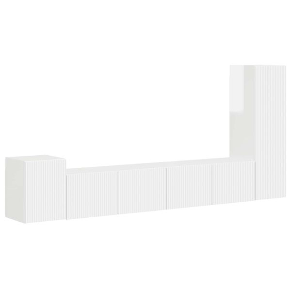 vidaXL TV szekr&eacute;ny garnit&uacute;ra 3 pcs Magas F&eacute;nyű Feh&eacute;r Faanyag