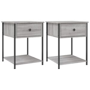 vidaXL 2 db sz&uuml;rke sonoma sz&iacute;nű szerelt fa &eacute;jjeliszekr&eacute;ny 44x45x58 cm
