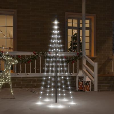 vidaXL karácsonyfa zászlórúdon 108 hideg fehér LED-del 180 cm